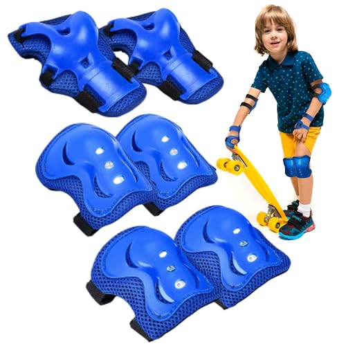 banana bike Rollerblade Pads for Kids - Knee Pads, Elbow Pads, Wrist Guards - Knee Pads for Kids - Protective Gear for Outdoor Extreme Sports Activities (Blue)