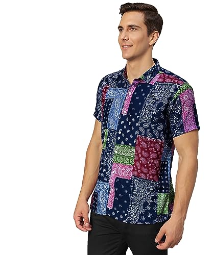 Image of Venisa Men's Cotton Blended Printed Casual Shirt