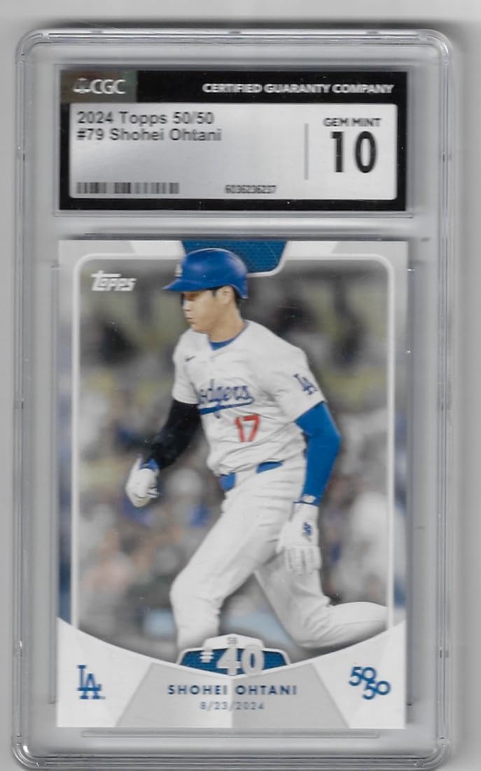 Shohei Ohtani CGC Graded 10 Gem MInt 50/50 SB #40 Collectible Baseball Card - 2024 Topps 50/50 Baseball Card #79 (Dodgers)