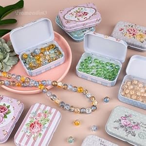 Framendino, 6 Pack Mini Tinplate Boxes Floral Tin Trinket Jewelry Coin Box Small Containers with Lid for Bead Storage Case (Random Color) Framendino 6 Pack Mini Tinplate Boxes Floral Tin Trinket Jewelry Coin Box Small Containers with Lid for Bead Storage Case Random Color
