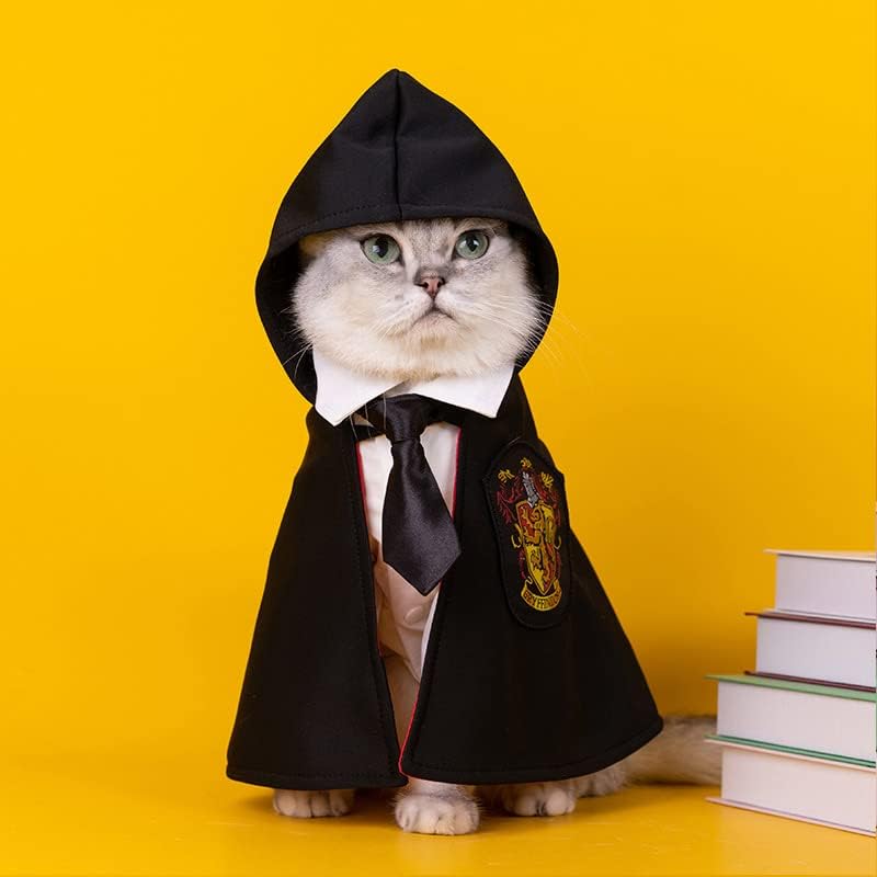 Miniatura 4 de Capa de gato de Halloween con corbata para el cuello, disfraces de gato de Halloween, disfraces de perro pequeño, ropa de Halloween para mascotas,