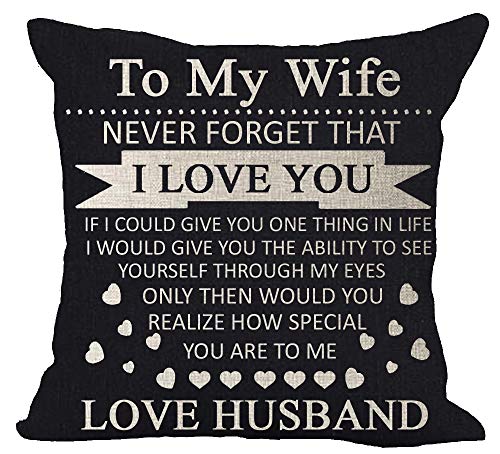Balck Background Anniversary Birthday to My Wife I Love You You are Special to Me Love Husband Cotton Linen Square Throw Waist Pillow Case Decorative Cushion Cover Pillowcase Sofa 18"x 18"