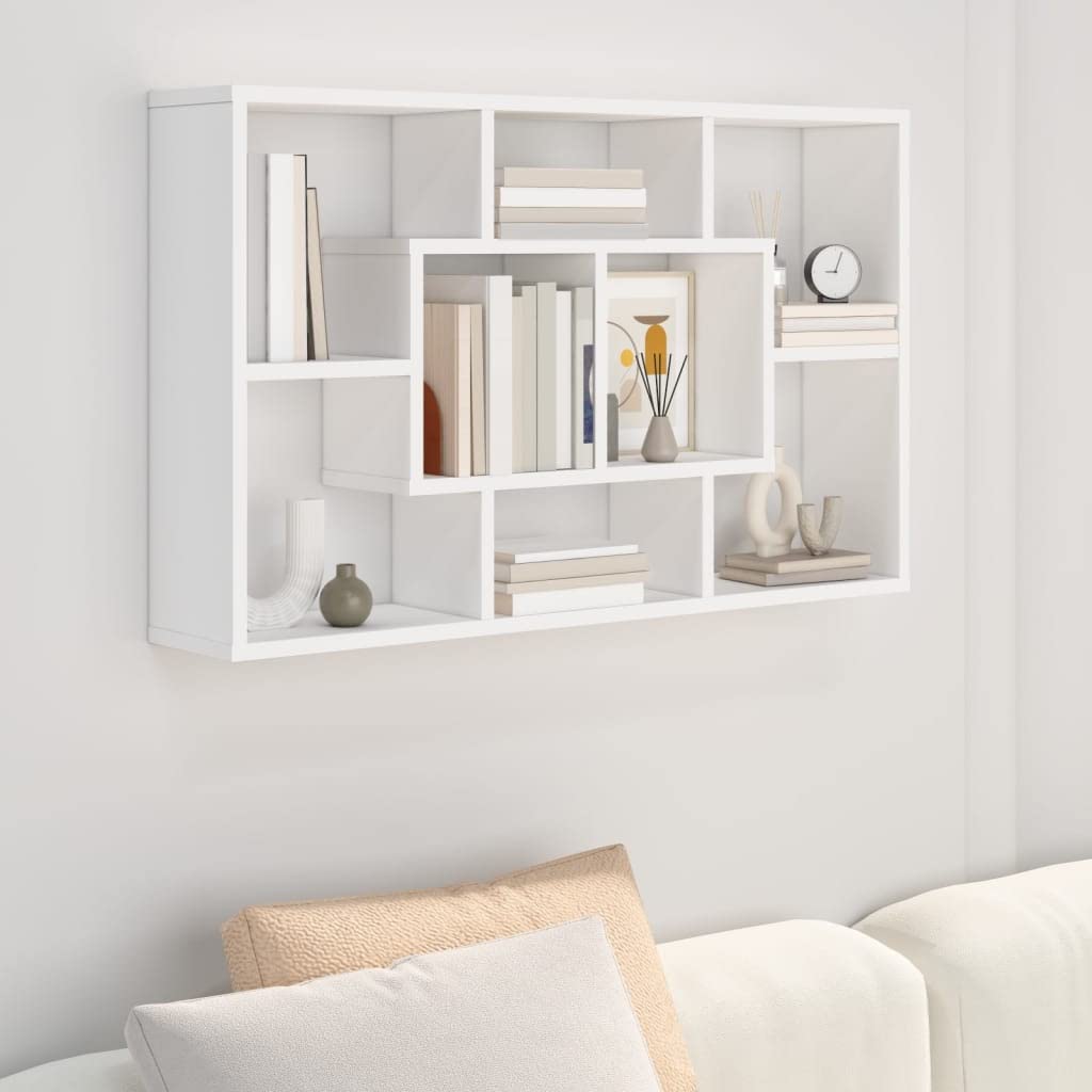 vidaXL Wandregal 85x16x52,5 cm, Weiß, Holzwerkstoff, Hängeregal, CD- & Bücheraufbewahrung, Bilderleiste, Wohnzimmermöbel, Home Organizer