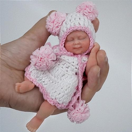 Mire & Mire 4.5 Inch Micro Sleeping Full Silicone Mini Baby Doll with Feeding Accessories Realistic Doll Soft Lifelike Doll for Children 3+…
