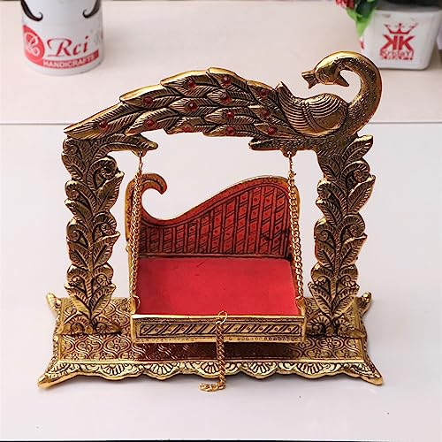 Image of KridayKraft Laddu Gopal Palana Metal Jhulla for Janmastmi Festive Gold Plated Decor Your Home, Temple Office,Gift Article.