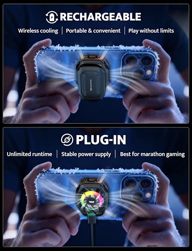 Image of darkFlash Magnetic Cell Phone Cooler for Gaming, Portable Phone Cooling Fan with Rechargeable Battery, Phone Radiator with RGB Light, Compatible with iPhone /Samsung /Android /iPad /Tablet (DK-GT)