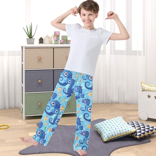 Boy's Pants Seahorse Painting Jogger Pants Elastic Waist Long Bottoms Trousers with Pockets 6-14 Years4