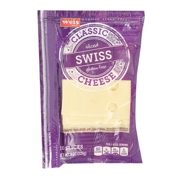 Amazon.com: Weis Quality, Cheese Swiss Natural Slice, 8 Ounce : Grocery ...