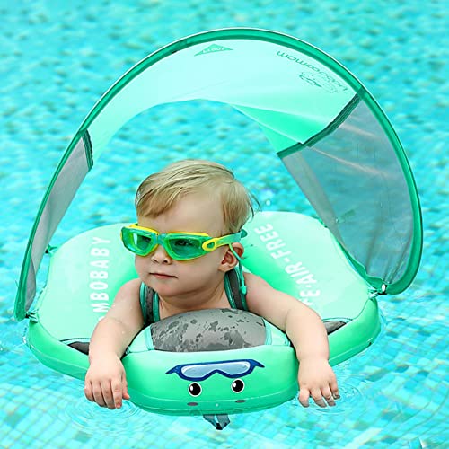 Boia de bebê, sem virar para piscina com dossel FPS 50 + proteção solar, com proteção solar removíve
