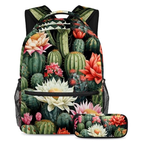 Sac à dos polyvalent motif floral coloré cactus pour le lycée et sorties