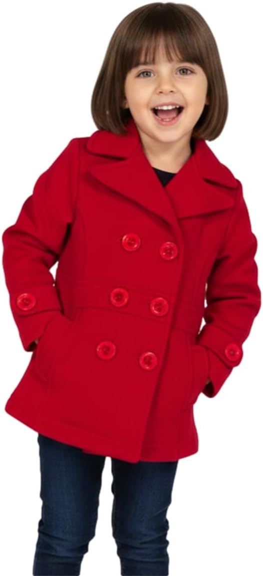 unik Girl Fleece Premium Quality Pea Coat with Buttons Size 2,3,4, SM, M, L, XL Perfect for Daily wear