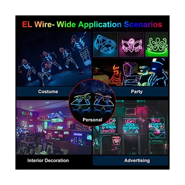 Jiguoor el wire bright neon light strip 360° illumination rope light - image 5