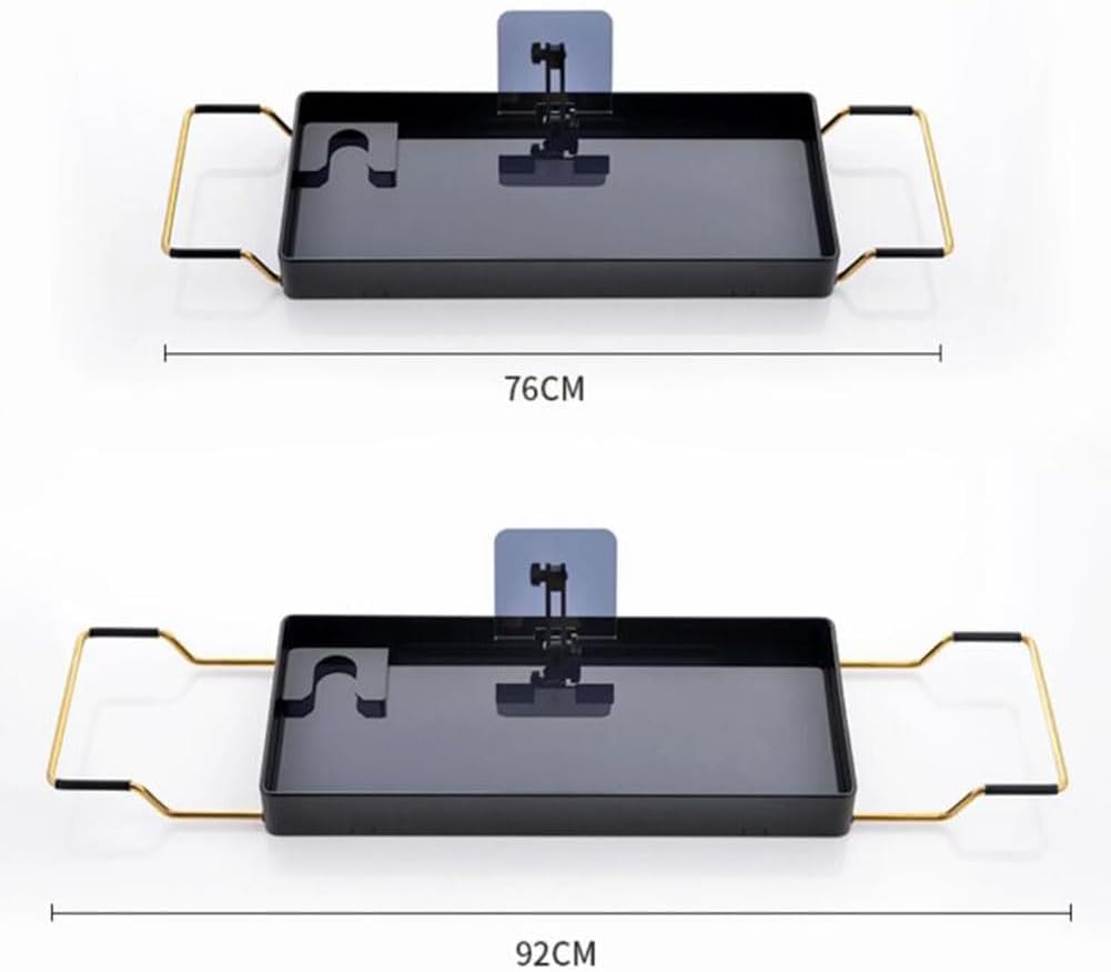 Bathtub Covers,Expandable Shower Bathtub Tray, Bathroom Bathtub Storage Bracket Bathtub Rack, Bathtub Storage Tray Rack for Reading and Candleholder,White-53x23cm
