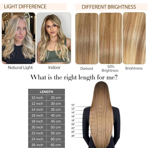Image of Belaved 24 Inch Highlight Ombre Medium Brown Lace Front Wigs Human Hair Mix Blonde 13x6 Long Straight Balayage Blonde with Brown Roots 180% Density HD Lace Frontal Wig for Women Pre Plucked 8B60A