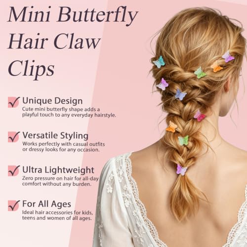 Pinzas de cabello Mariposa 60 piezas, pequeñas garras coloridas Y2K para niñas miniatura 2