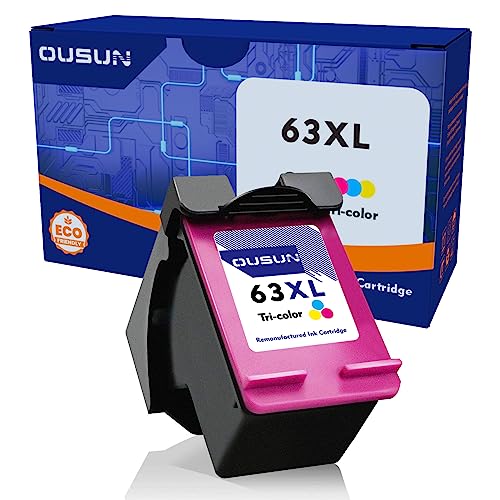 ousun Remanufactured 63XL Tri-Color Ink Cartridge (1-Pack) 63 XL Ink Cartridge Replacement for HP Ink 63 Works with Officejet 3830 4650 5200 5252 5258 Envy 4520 4512 Printer HP63(1 Tri-Color) -  hp63xl-cmy-1
