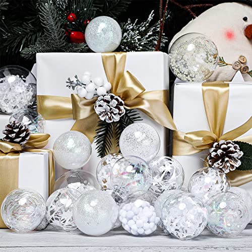 Shareconn 60Mm/2.36" Clear Christmas Balls Ornaments,24Pcs Shatterproof Plastic Decorative Baubles For Xmas Tree Decor Holiday Party Wedding Decoration，White #TOP3