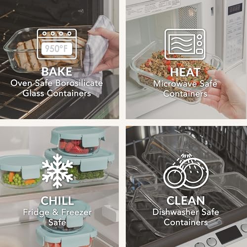 Image of Bentgo Glass Leak-Proof Food Storage Set, 4 Piece, Airtight Lids, BPA-Free