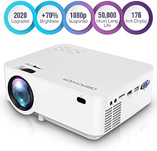 DBPOWER Upgraded Mini Projector, 176'' Display 3000L Full HD LED Movie Projector, 50,000