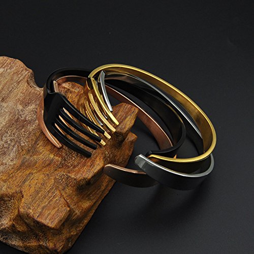 AOCHEE Pulseira de garfo de aço inoxidável para homens, pulseira de garfo, One Size, Metal