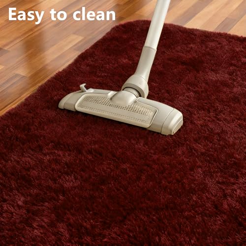 Tapis de salon moelleux extra doux vin rouge grand format 180x280
