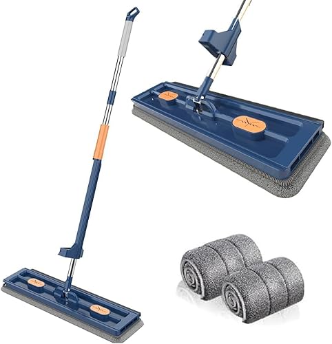Orgonite Set di mocio piatto grande e secchio, con mocio auto-strizzante, rotante a 360°, mocio umido e asciutto per la pulizia di pavimenti in legno duro, piastrelle, laminato