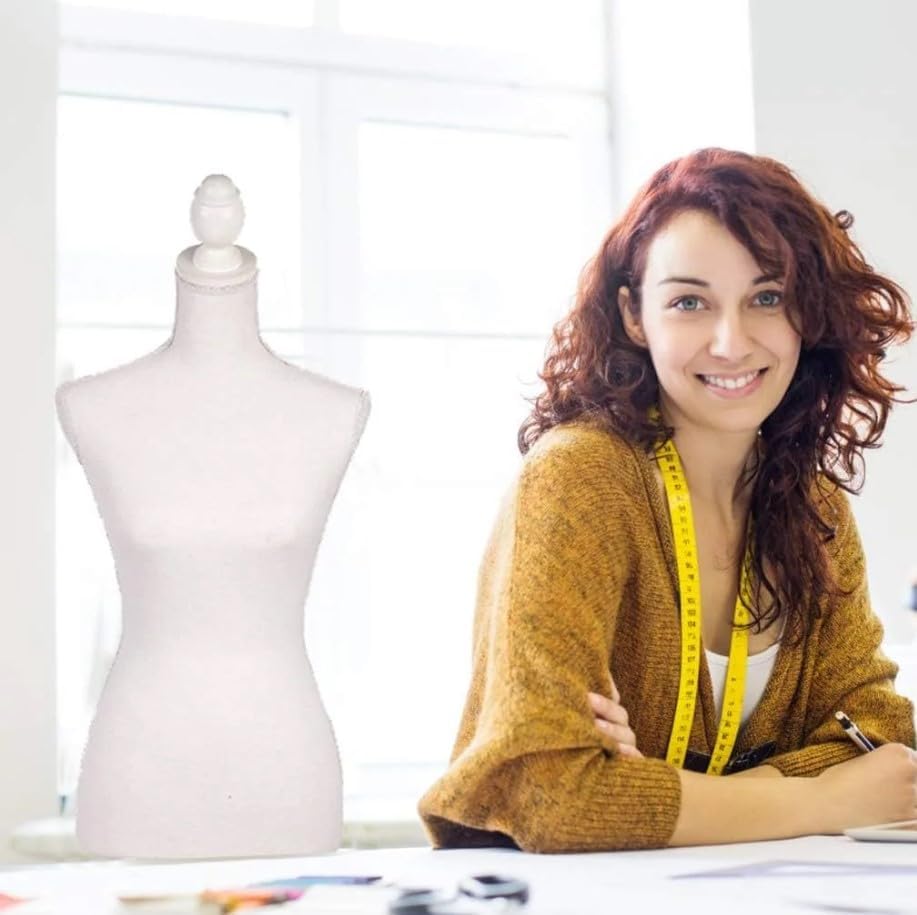 Miniatura 3 de Dlewmsyic Forma de vestido femenino ajustable, torso de maniquí de 60 a 67 pulgadas en trípode de madera, maniquí de costura para exhibición de