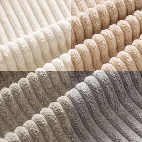 Image of MIULEE Boho Farmhouse Neutral Cream Throw Pillow Covers 20x20 Inch Set of 4 Mordern Nordic Cushion Covers Soft Corduroy Spring Home Decor for Couch Bed Sofa Living Room