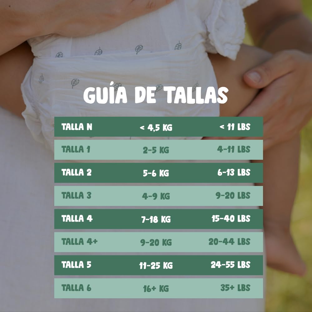Eco by Naty Pañales para bebés: pañales ecológicos de origen vegetal, ideales para la piel sensible del bebé y ayudan a prevenir su pérdida (talla 4, 156 unidades)
