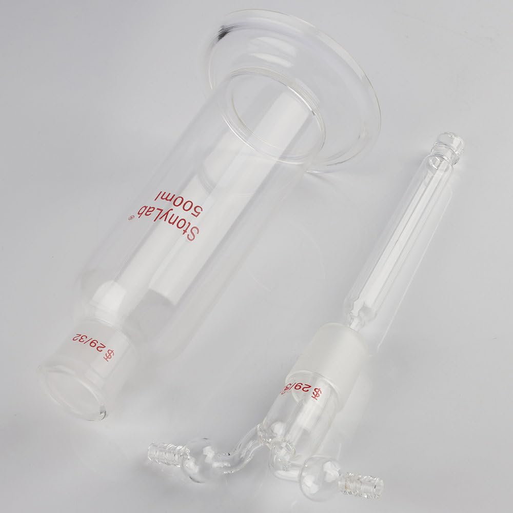 stonylab Frasco Drechsel para Lavado de Gas, Frasco de Vidrio de Borosilicato para Lavado de Gas con Junta Estándar 29/32 y Manguera Dentada de 8 mm, Capacidad de 500 ml