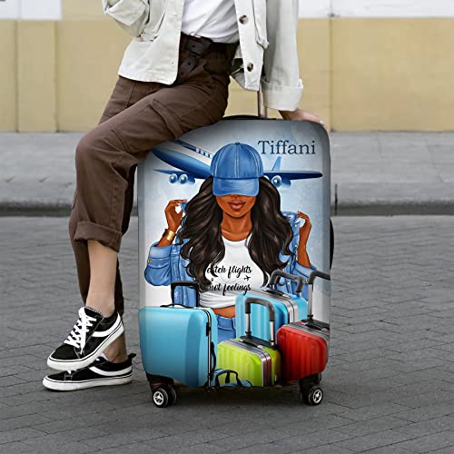 Personalized Name Girl with Plane Luggage Cover Travel Luggage Cover Protector Travel Bag Covers Travel Bag Covers Gift for Traveling Lovers Travel Girl Luggage Cover 62