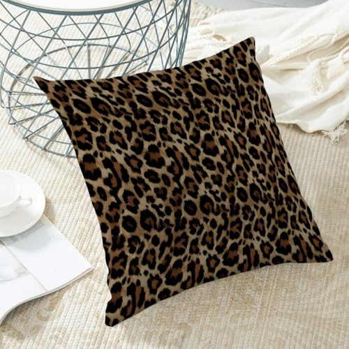 Sorktse Brown Leopard Print Pillow Covers 18x18 Set of 2 Inch Brown Cheetah Print Throw Pillow Covers Outdoor Modern Animal Skin Pillowcases Decor for Home Sofa Living Room Bedroom Linen Cushion — view 4