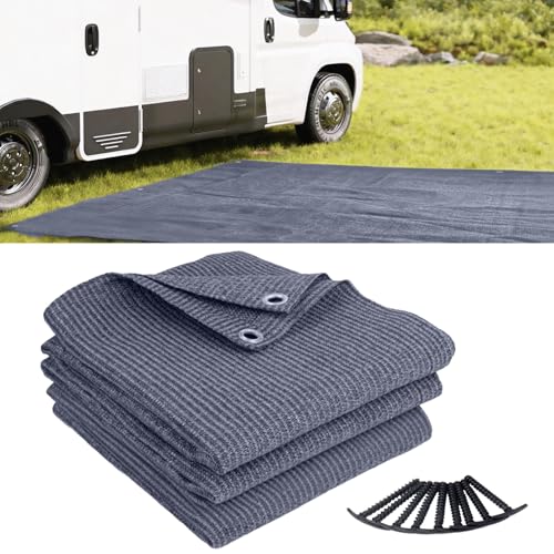 LOVE STORY Vorzeltteppich Markisenteppich 2x3m Zeltboden für Camping HDPE Campingteppich atmungsaktiv rutschfest Waschbare Vorzeltboden(Blau grau)