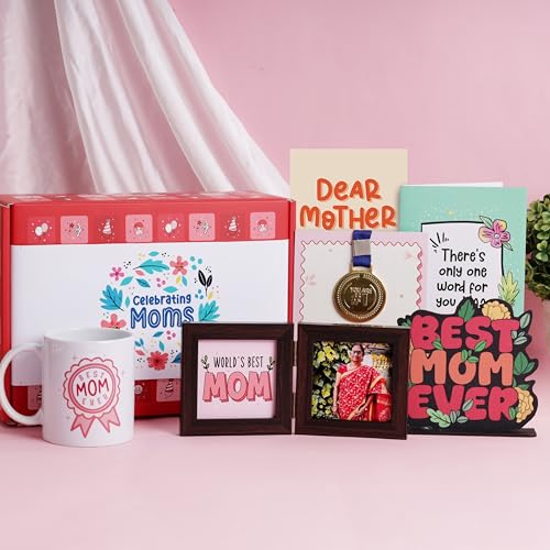 Image of Oye Happy - Glitter Hamper for Mother-in-Law | 6-in-1 Set with Photo Frame, Mirror Card, Mug, Medal, Sash & Table Top | Heartfelt Gift for Mom-in-Law