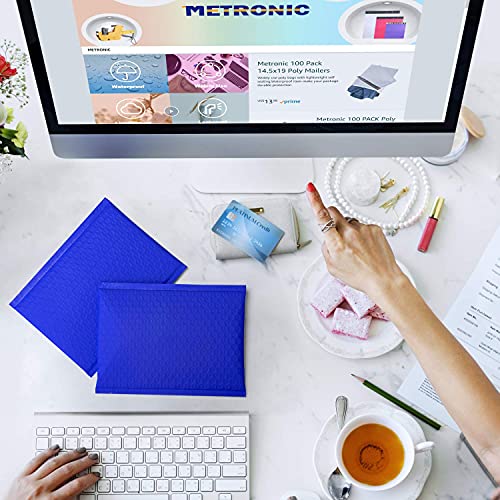 Image of Metronic 8.5x12 Bubble Mailers 250 Pack Blue Bulk Bubble Mailer Royal Blue