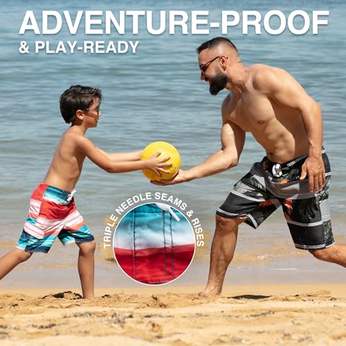 Image of Kanu Surf Boys' Victor Stripe Quick Dry Beach Board Shorts Swim Trunk