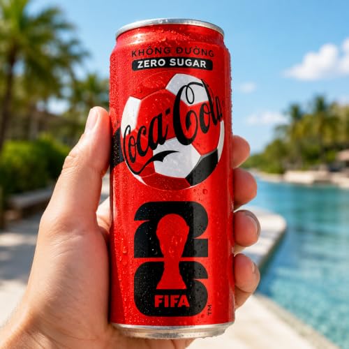 Image of COCA-COLA Zero Sugar FIFA Special Edition Soft Drink Cans, 320ml x 4pcs | Sugar Free Carbonated Cola, Fizzy Chilled Party Drink, By COUGAR, Imported-MALAYSIA