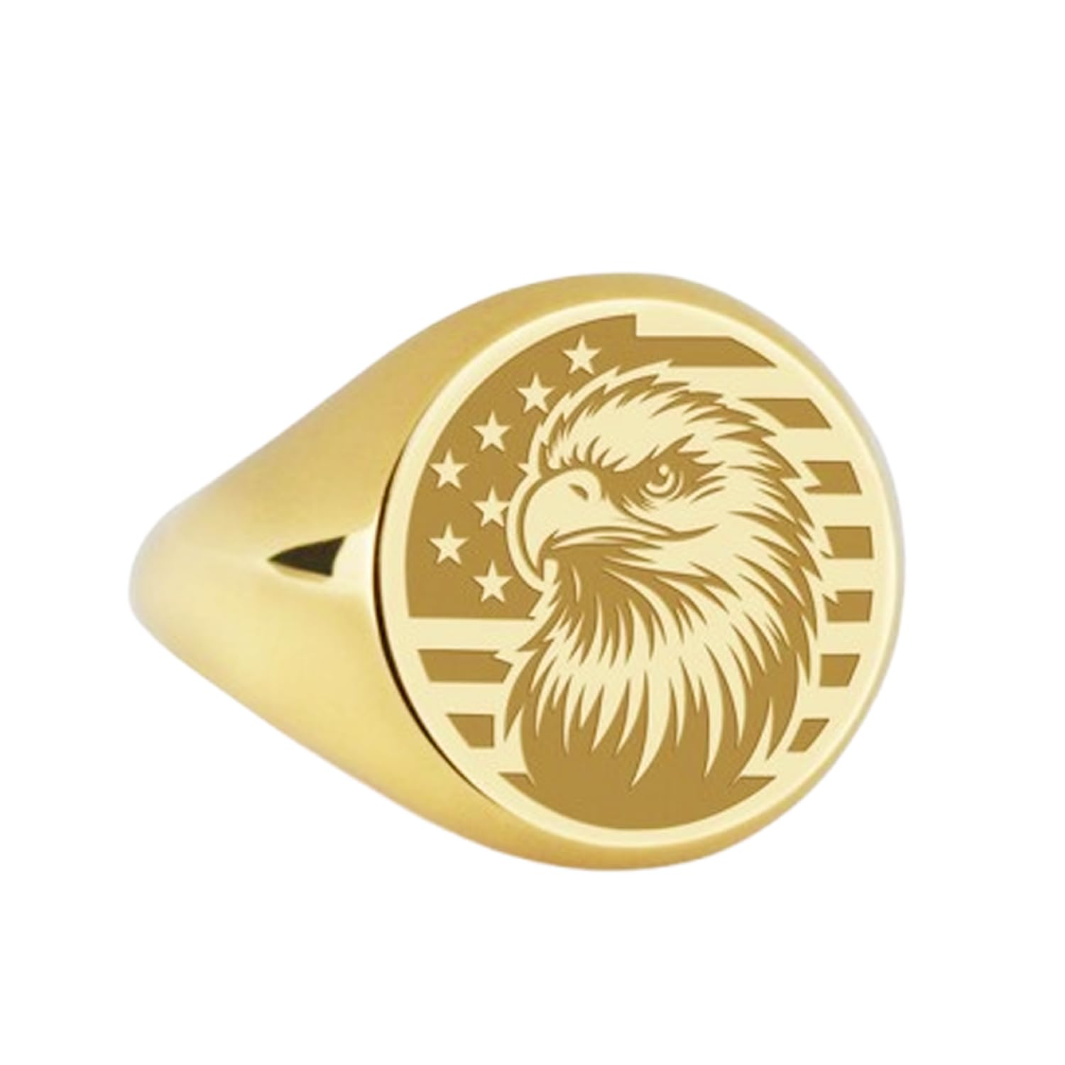 Bague American Eagle en argent avec finitions d'exception en plaqué or 14x14mm - 5