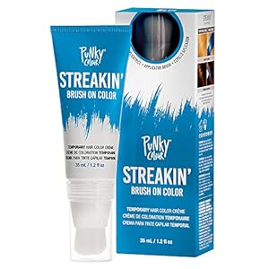 Punky Colour Streakin’ Brush on Color Blue, Temporary Hair Color Creme, Instant, DIY Hairstyle, Vibrant, Soft Hold, Men Women Kids, Easy-Squeeze Tube, 1.2 fl oz