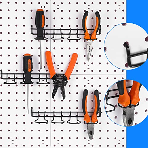 Coume 4 Pieces Pegboard Pliers Holders, Stainless Steel Pegboard Hooks Accessories Shelving Display Hooks Multi Ring Tool Holders Four Tool Multi Tool Organizer Racks For Shop Store Supermarket thumb #2