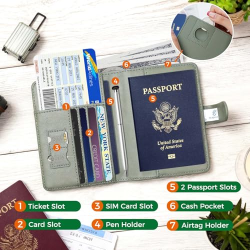 Image of Melsbrinna Premium Leather Passport Holder Covers Case, Waterproof Rfid Blocking Travel Wallet Passport Holder with Pen Holder, Cute Passport Book for Women /Men