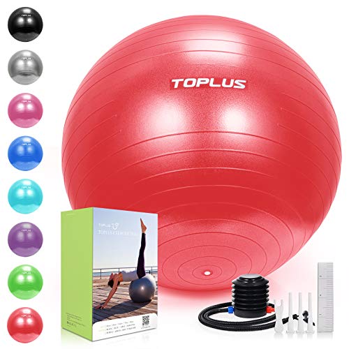 Toplus - Pelota de gimnasia extra gruesa para yoga, pelota de estabilidad, para un uso más alto, balón de equilibrio con bomba rápida y 65 cm