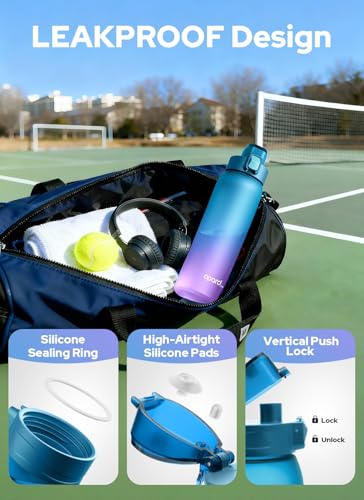 Image of Opard Zip 32oz Plastic Water Bottle Dishwasher Safe, Leakproof Flip-Top Lid, BPA Free Tritan, Wide Mouth Reusable Sports Water Bottle for Gym Hiking Commuting Outdoor Travel and School