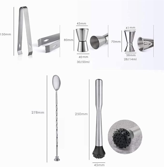 Set de Coctelería 12 Piezas Acero Inoxidable con Estante 750ml miniatura 4