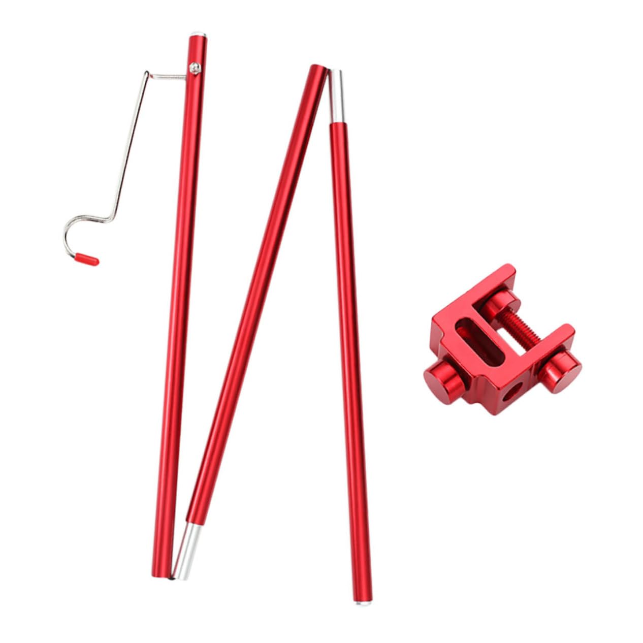 SUPVOX 1Set Folding Camping Lamp Holder Portable Outdoor Lamp Pole for Hiking Fishing Picnics Lightweight Aluminum Alloy Lantern Stand Easy to Install Red Color Detachable Design
