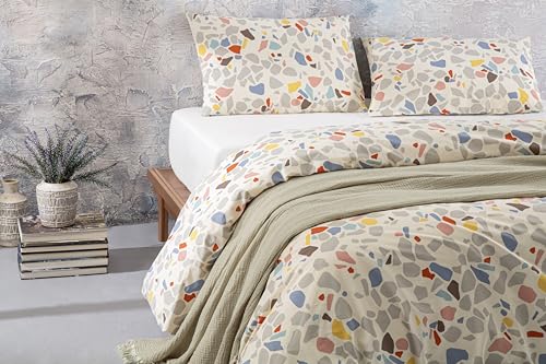Hibboux 135 x 200 cm Terazzo Duvet Cover Set, Sand, Gray, Twin - Image 3