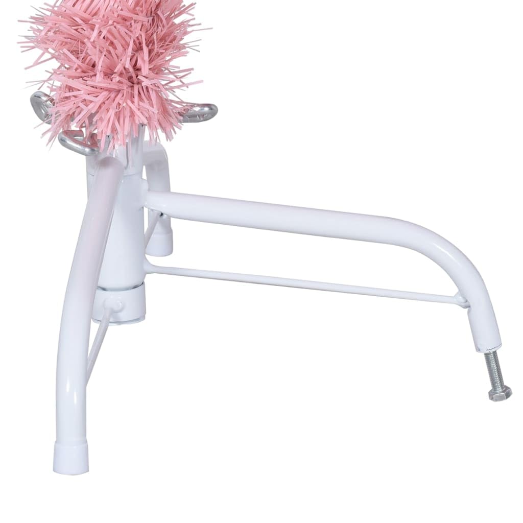 Árbol de Navidad artificial de 150 cm rosa con soporte de PVC, medio árbol de Navidad para la pared como decoración de ahorro de espacio con soporte de acero