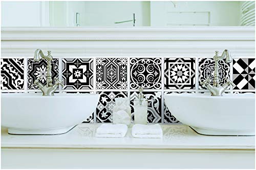 Tiva Design Peel & Stick Eclectic Black and White Style of Tile Art