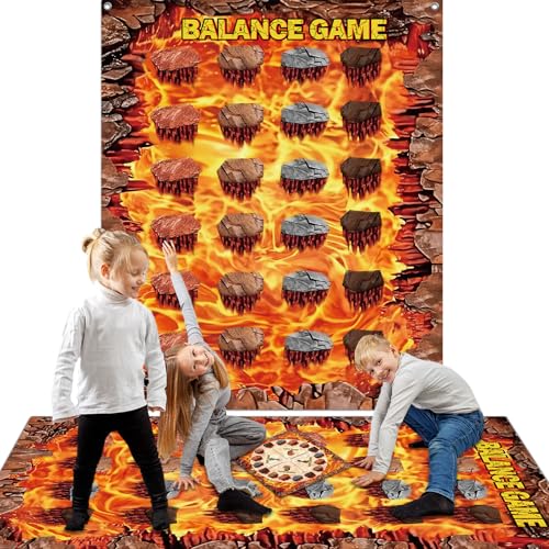 Giant Floor Games - Lava Themed Pose Balance Game, Lava Party Game, Indoor Outdoor Interactive Games For Adults - Promotes Physical Activity, Family...