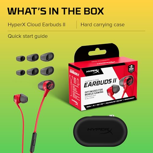 HyperX Cloud Earbuds II – 14mm Drivers, Four Eartips, Hard-Shell Carrying Case, Low-Profile 90° Plug, 3.5mm Plug, Built-in Microphone, Multi-Function Button, PC, Mobile, Nintendo Switch – Red by HyperX - Image 8